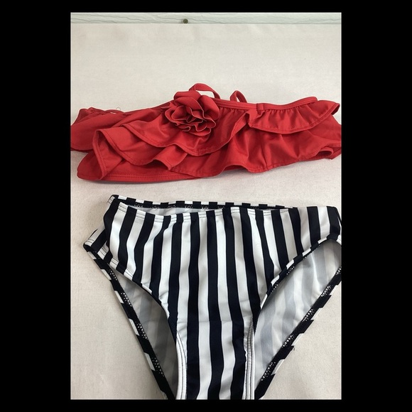 Other - Red top black and white bottoms two piece swimsuit.